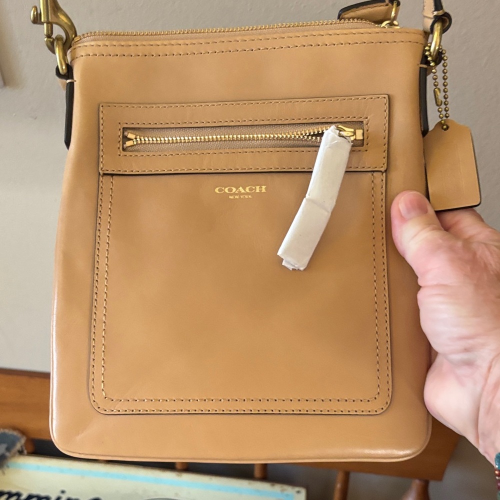 Coach Beige Swingpack Leather Crossbody Bag